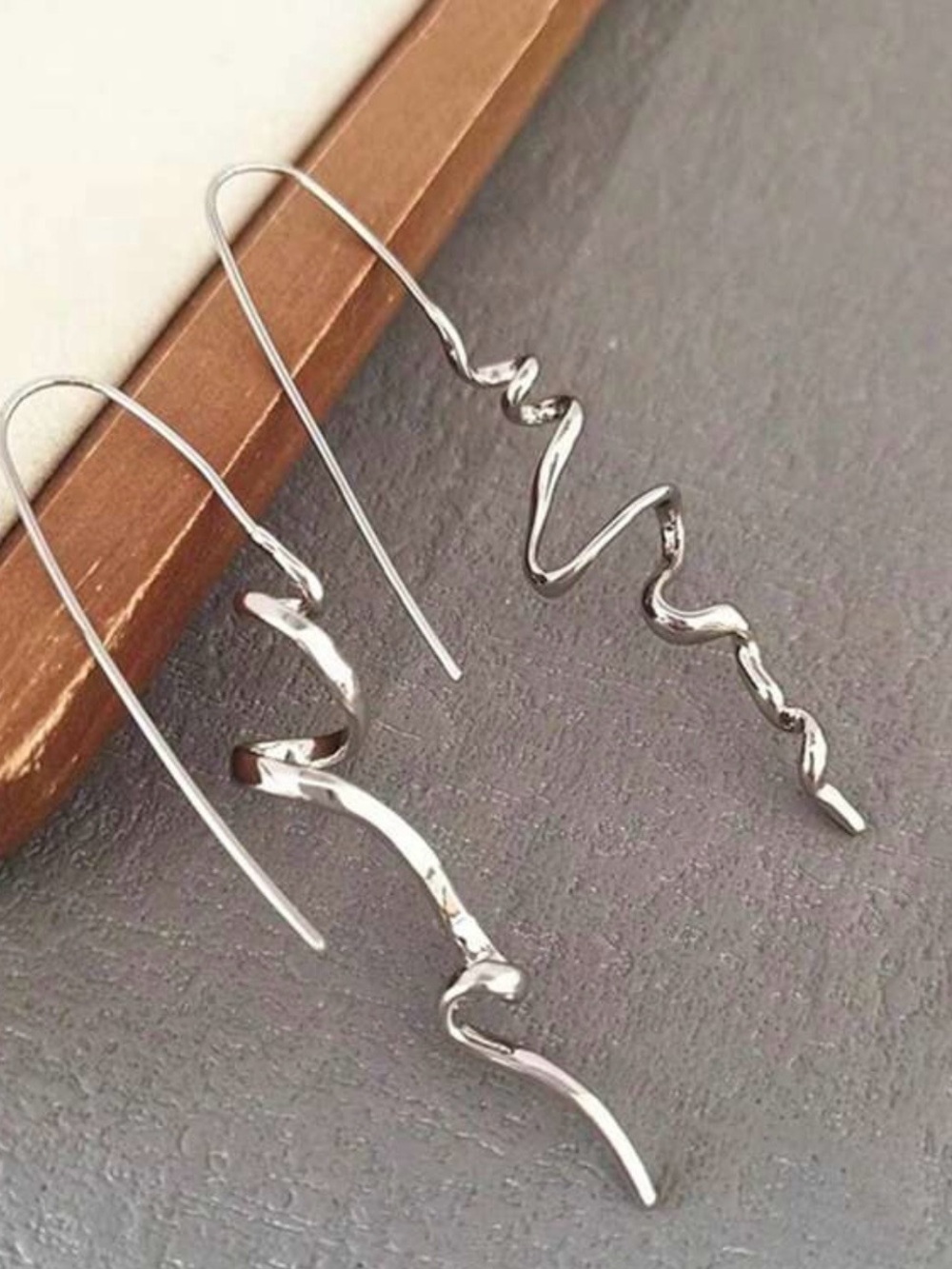 Silver Ribbon Drop Earrings NWOT